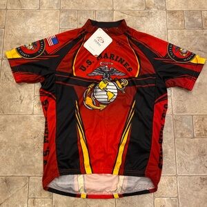 Primal USMC Marine Corps Graphics Red Cycling Bicycle Jersey Mens L Semper Fi